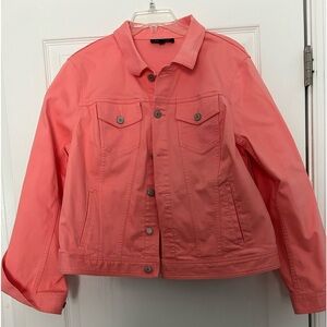 Talbots XL denim jacket in coral.